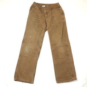 Carhartt Womens Double Knee Canvas Duck Work Pants Brown WB136-211 Tag Size 8x32